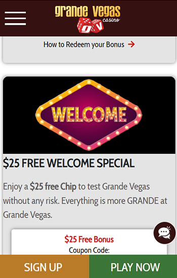 Grande Vegas No Deposit Bonus Code