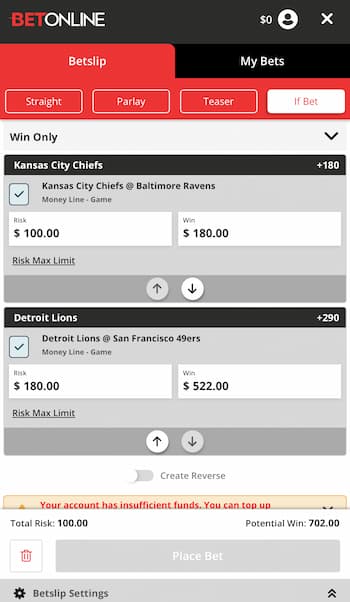 Place an if bet