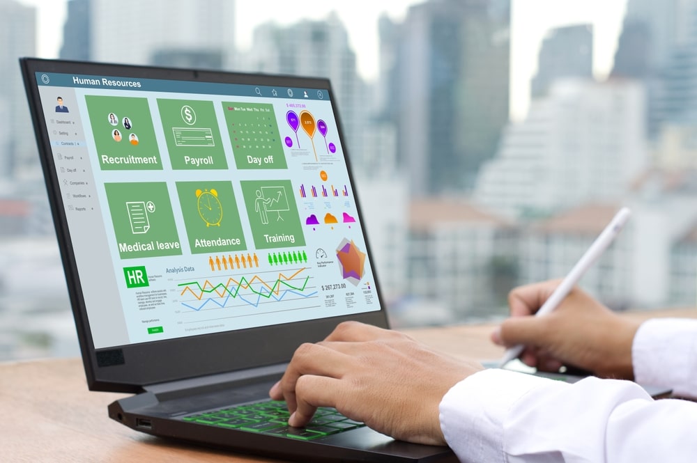 HR officer using software for HR, accounting and payroll