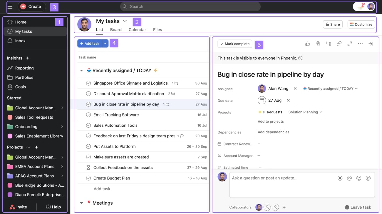 Asana interface.