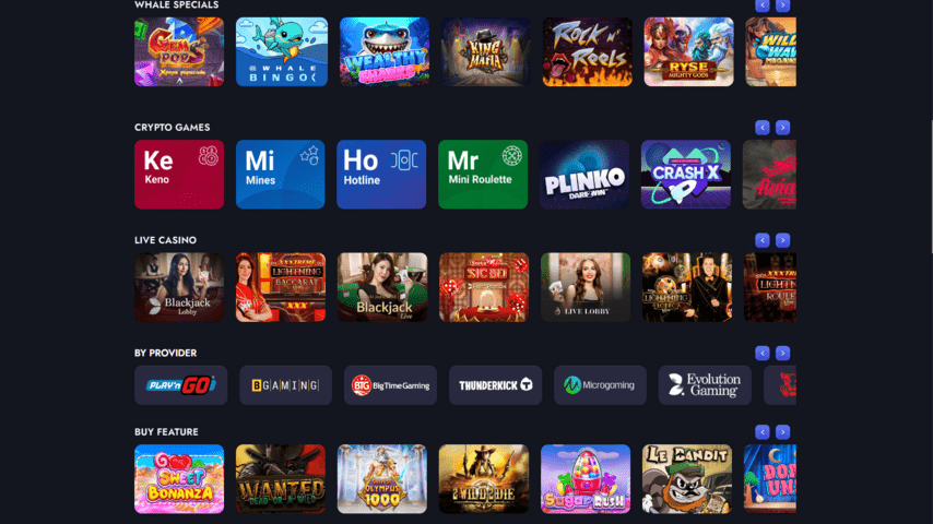 Whale.io Casino slot games