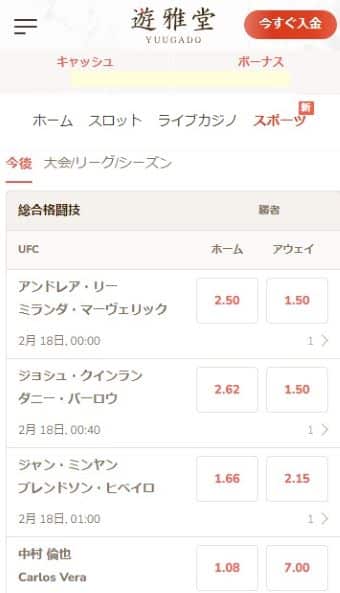 ブックメーカー UFC