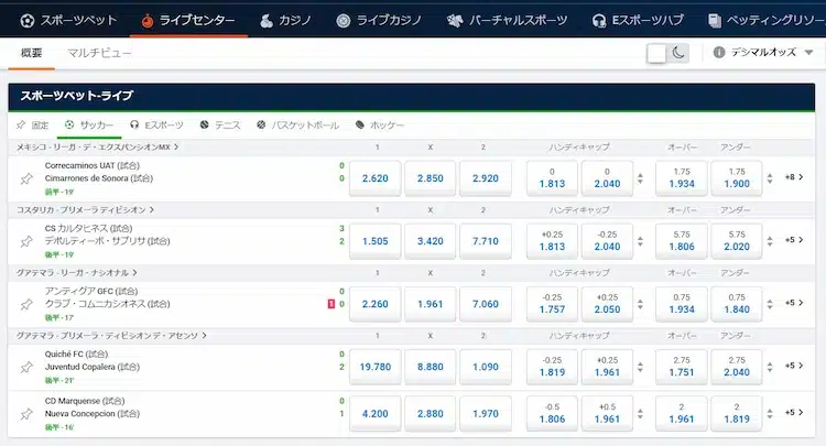 ピナクル　ライブベット
