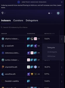 Delegating on The Graph to earn GRT tokens.