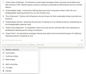 Notion AI's Brainstorming Output. Screenshot by Alex McFarland