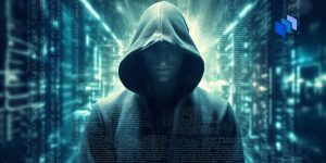 An image of a hacker with binary code in the background