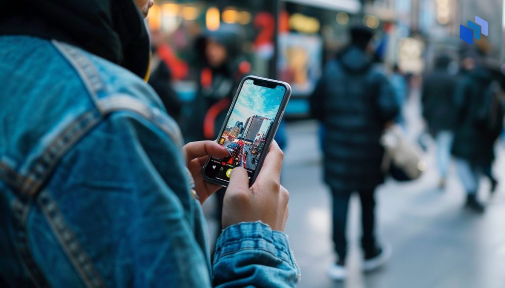 A person using a social media app on their phone