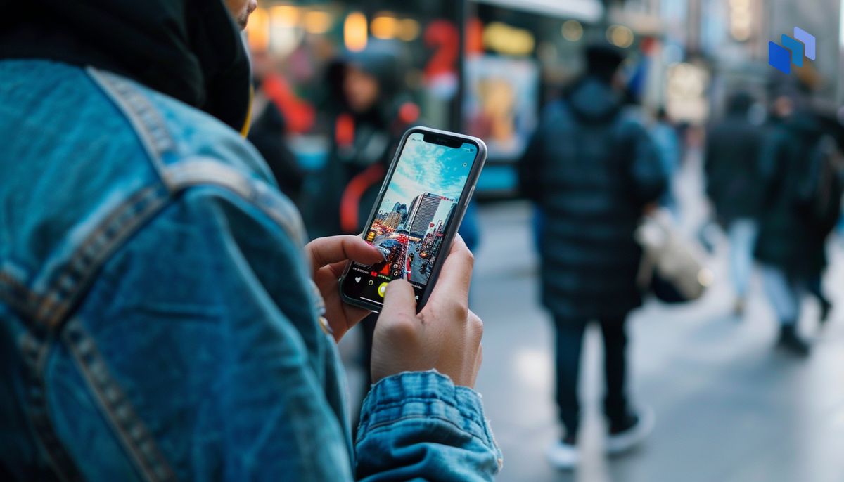 A person using a social media app on their phone