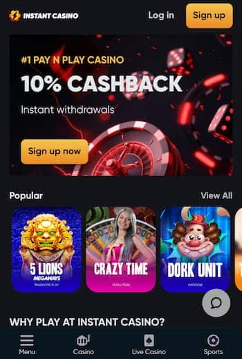 Instant Casino mobile