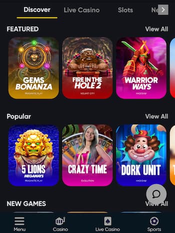 Go to the Casino Section and Start Playing