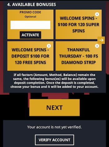 Choose a Welcome Bonus