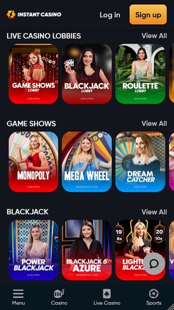 Instant Casino Live Dealer Games