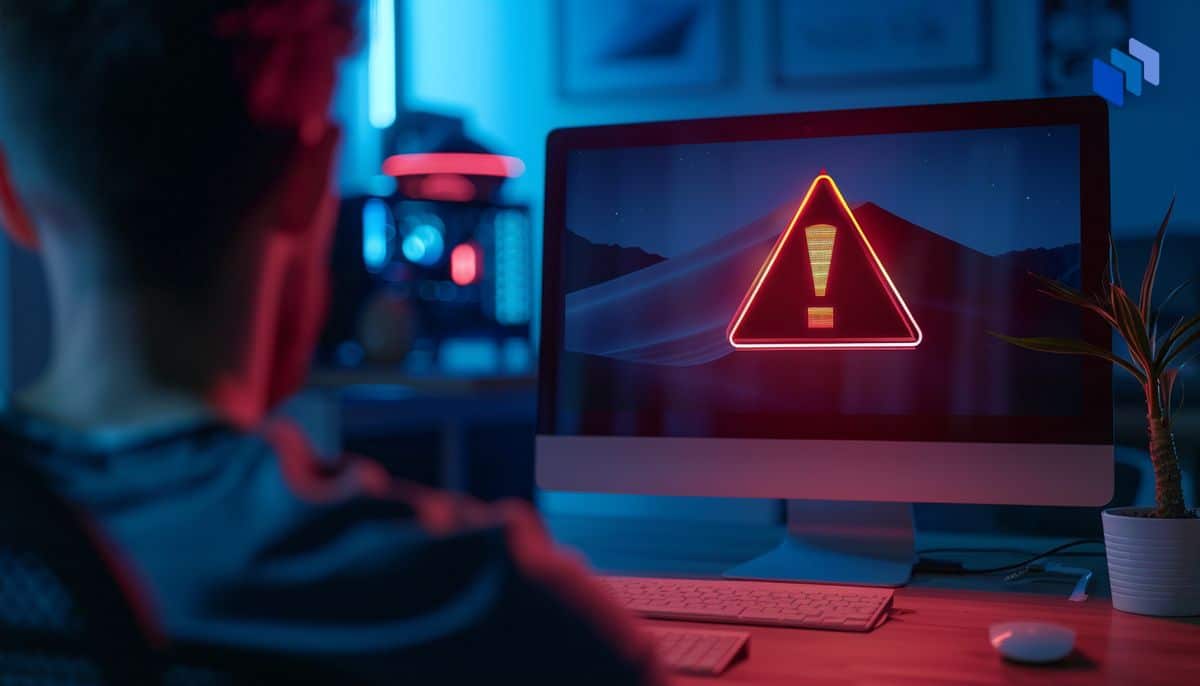 Warning alert on computer screen