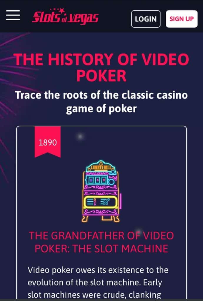 Slots of Vegas Video Poker