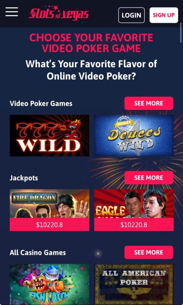 Slots of Vegas Video Poker