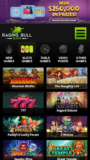 Raging Bull Casino Slots App