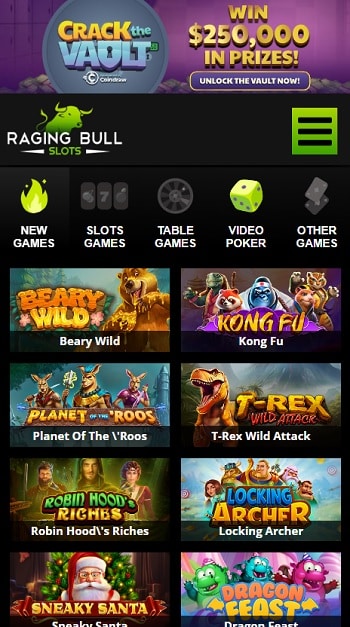 Raging Bull Slots Instant Play Casino
