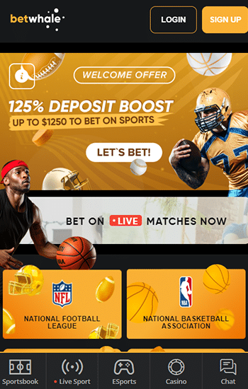 BetWhale mobile sportsbook