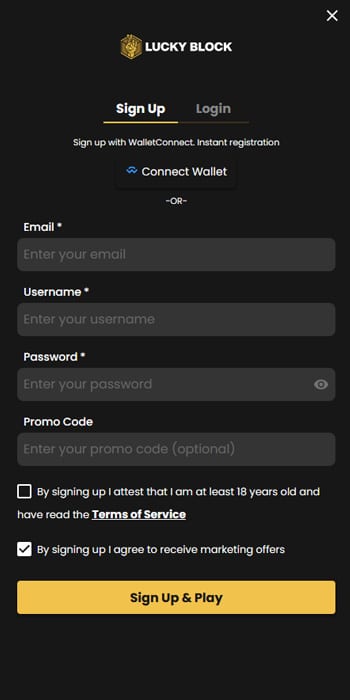 Open Lucky Block Account