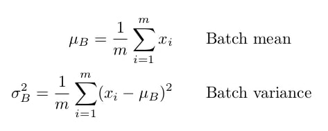 Calculate the mean and variance of the layers input.