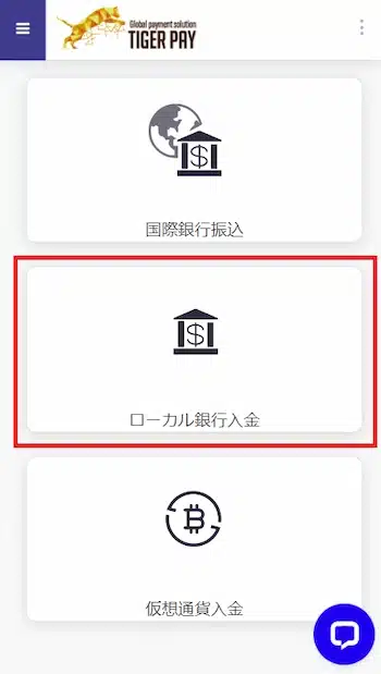 タイガーペイ 入金方法