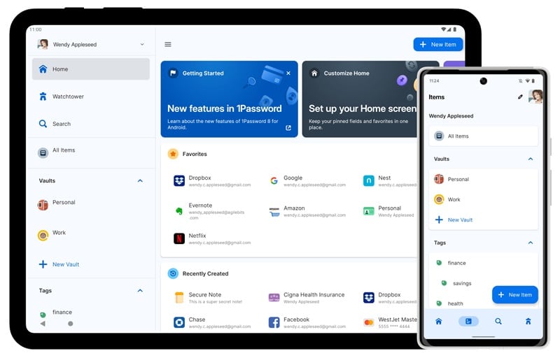 1Password dashboard