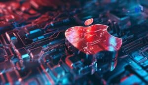 Apple's logo on a futuristic background