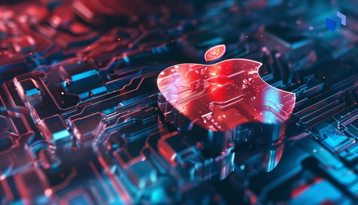 Apple's logo on a futuristic background