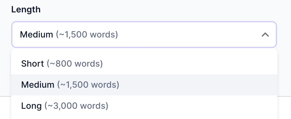 <strong>Select Length</strong>