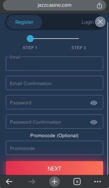 Enter Registration Info and Bonus Codes