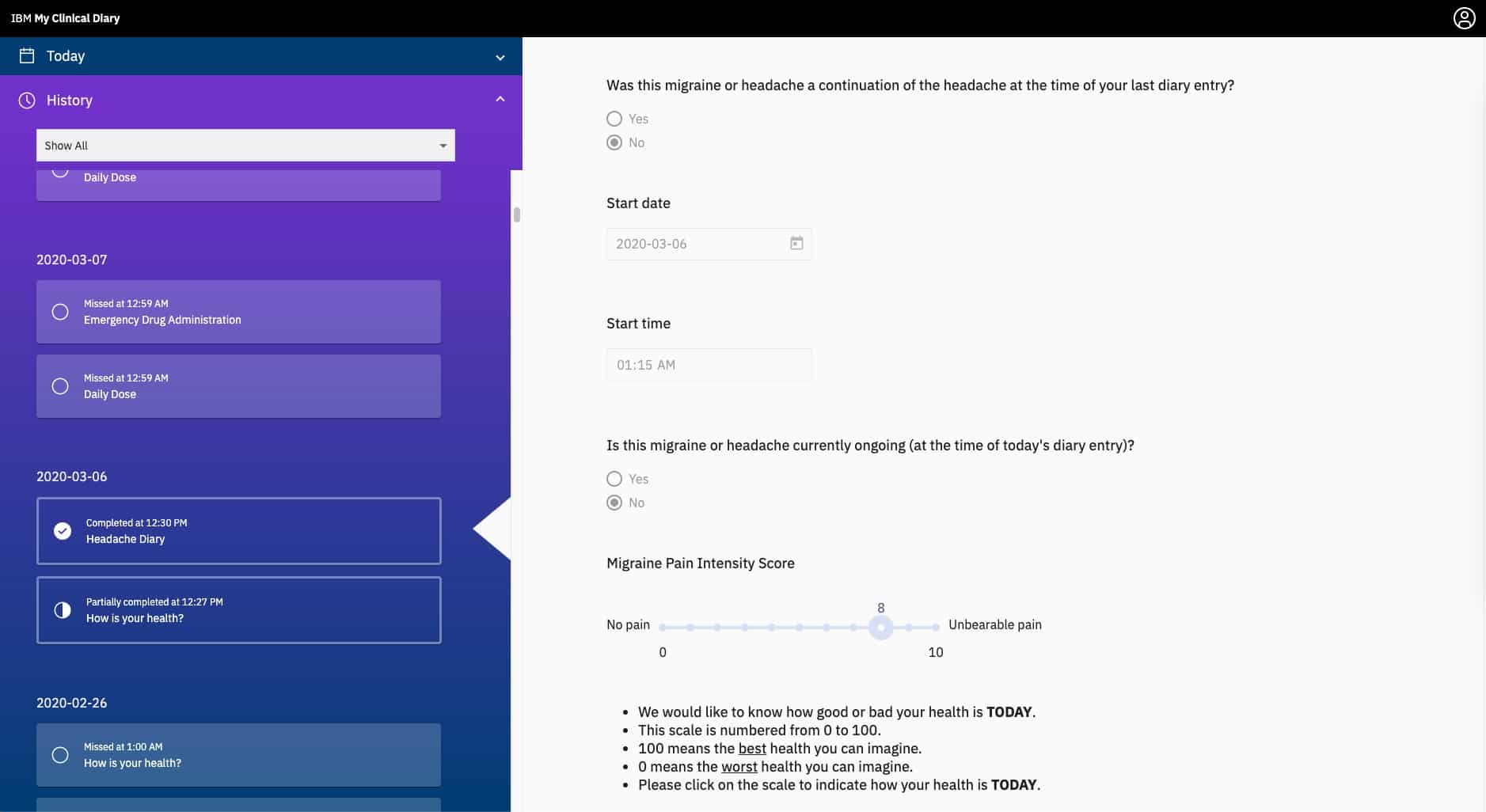 Merative's 'My Clinical Diary' Interface.