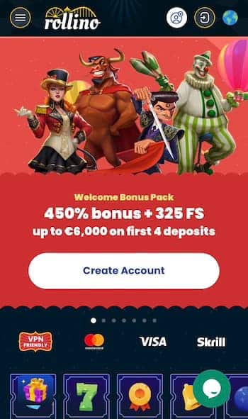 Rollino Casino Ireland Homepage, a top new online casino