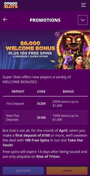 The Super Slots welcome bonus