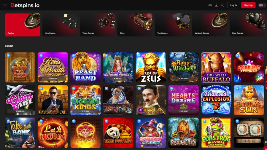 It’s slot heaven at Betspins.io with 5,000+ games, you’ll also find blackjack, roulette and live dealer games.