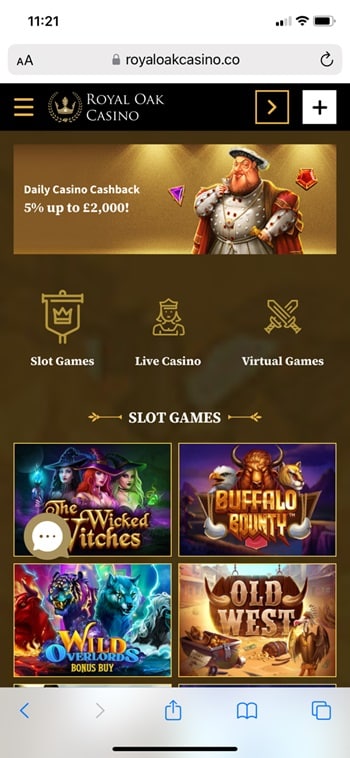 royal oak casino mobile lobby
