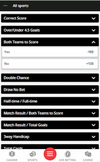  Find the BTTS Market and Bet