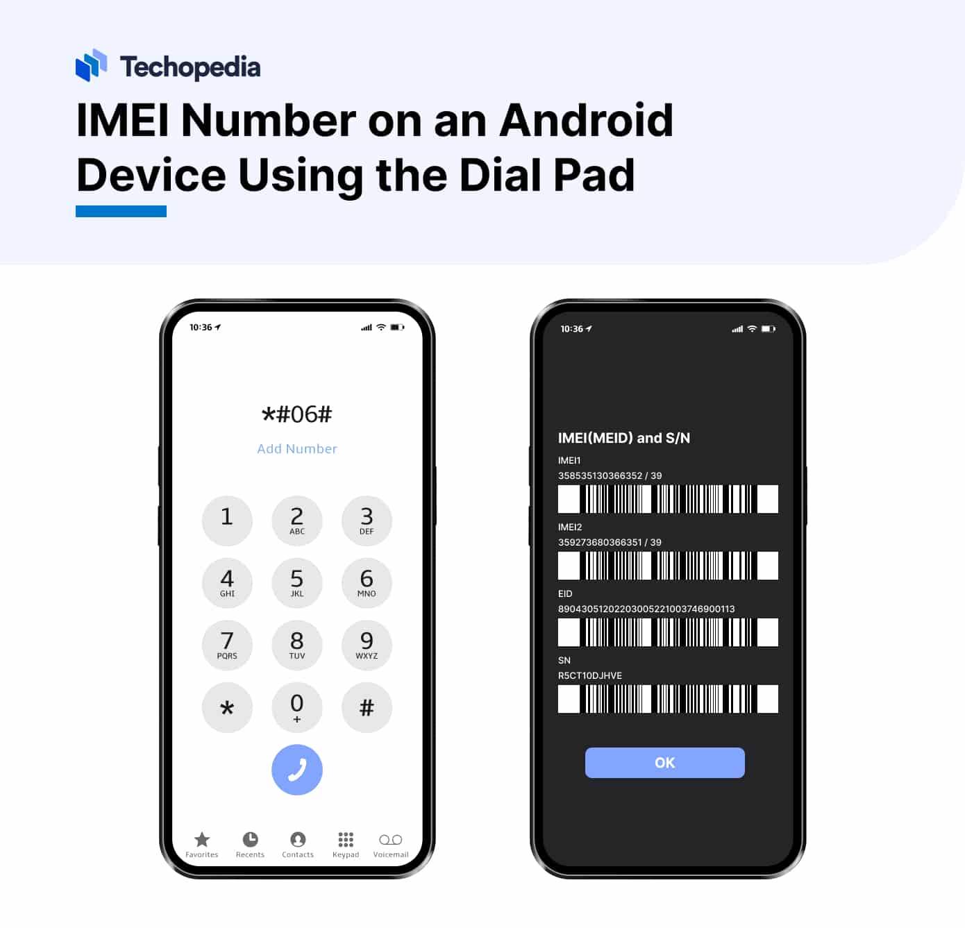 Image showing how to check IMEI on Android using dialpad