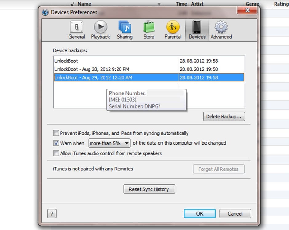 Image showing how to check IMEI number on PC using iTunes If the device is not connected
