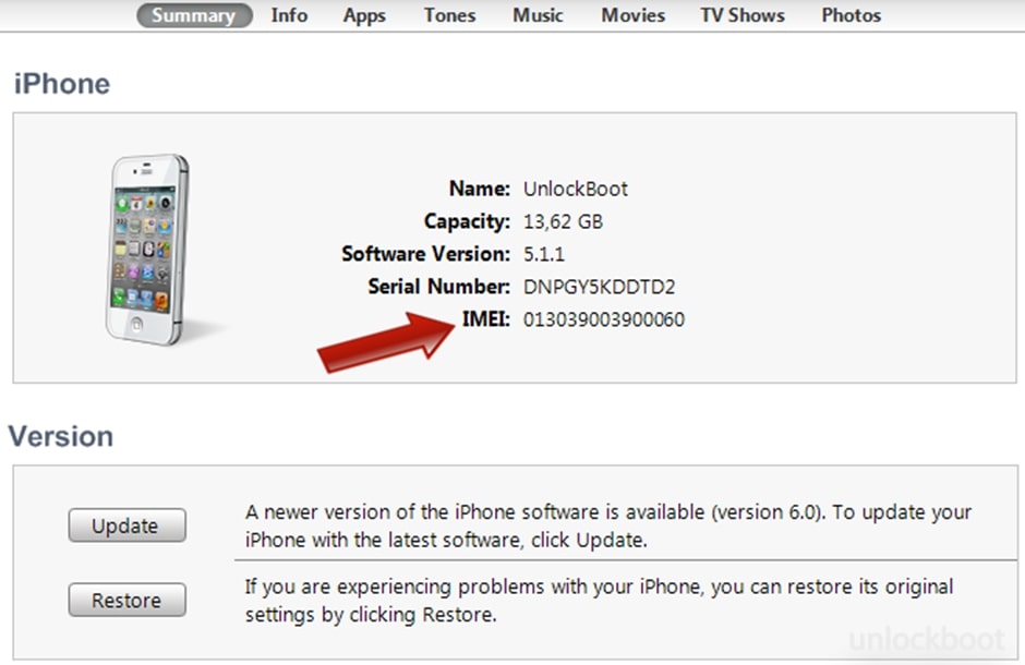 Image showing how to check IMEI number on PC