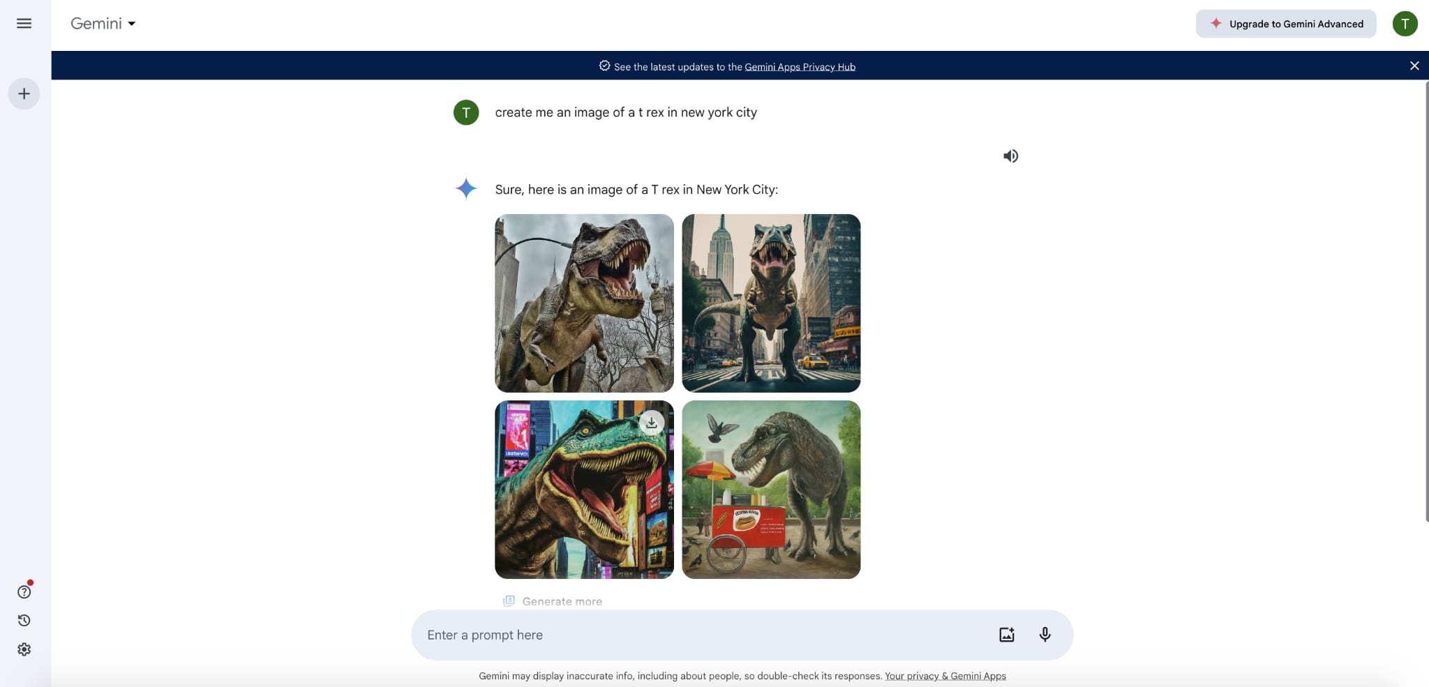 An image showing the prompt to generate images with Gemini