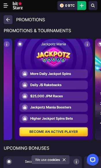 BitStarz review - Jackpot Mania promotion