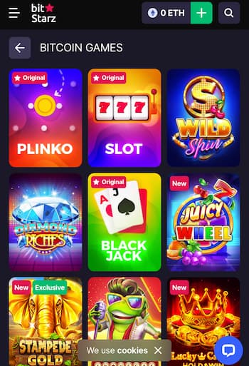 BitStarz review - Bitcoin Games section