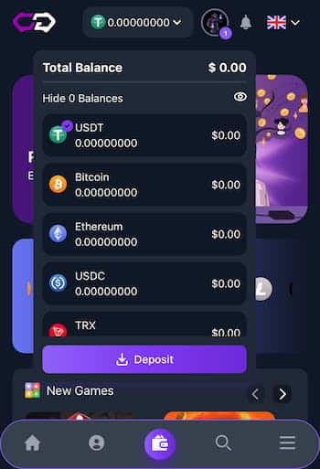 Select Your Crypto & Deposit