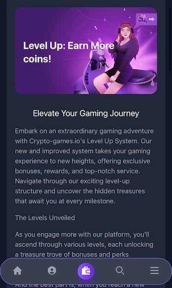 Level Up program at Crypto-Games.io
