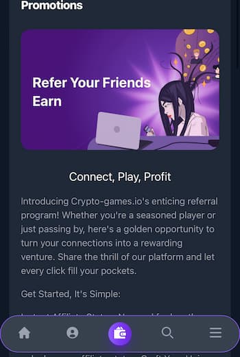 Crypto-Games.io review - Refer a friend program