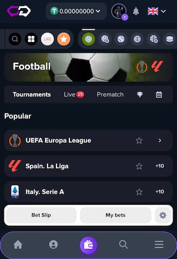 Crypto-Games.io review - Sports markets