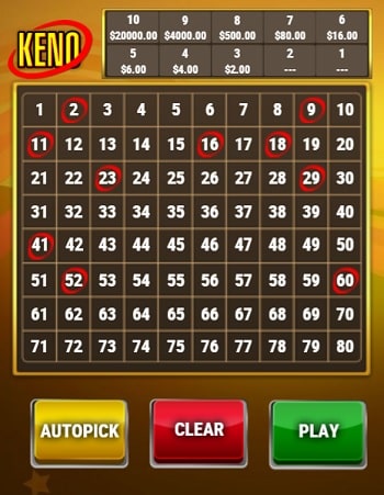 Keno Crypto Lottery Game