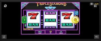 Landscape Triple Diamond slot machine in landscape mode on mobile