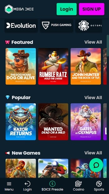 Mega Dice No Account Casino