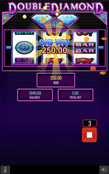 Double Diamond Slot big win on mobile